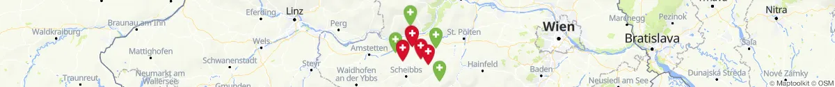 Kartenansicht für Apotheken-Notdienste in der Nähe von Ruprechtshofen (Melk, Niederösterreich)
